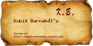Kubik Barnabás névjegykártya