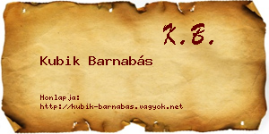 Kubik Barnabás névjegykártya
