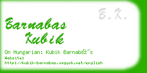 barnabas kubik business card